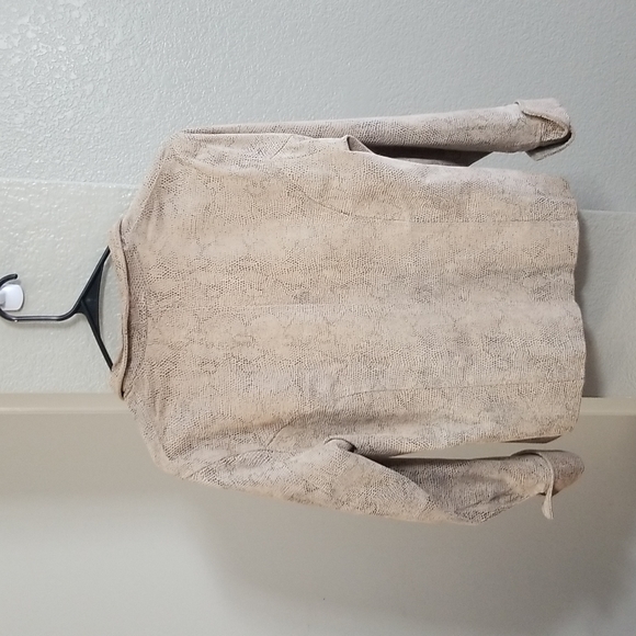 Leather Snakeskin Printed Fitted Zip Up Jacket Size Medium - Picture 4 of 7